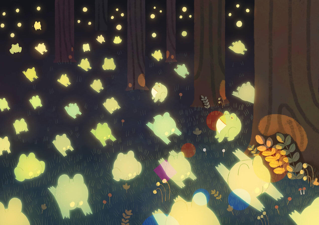 Frogs running, lighten up